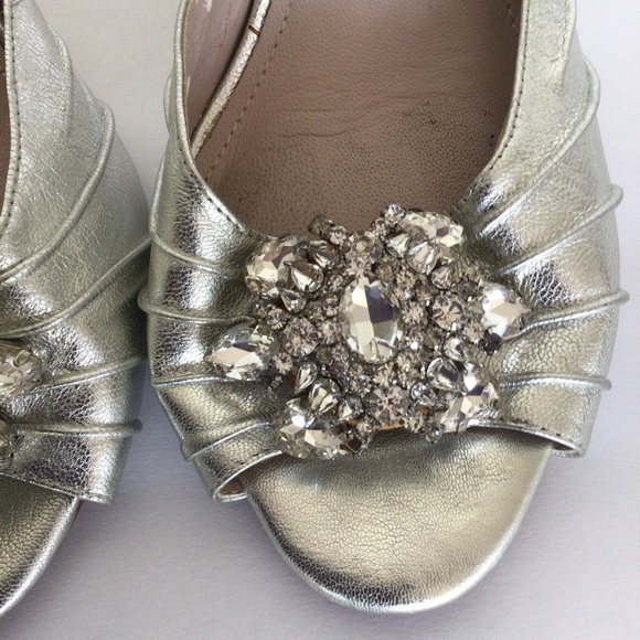 NORDSTROM GLINT SILVER WEDDING HEELS SIZE 9.5 - Picture 10 of 13